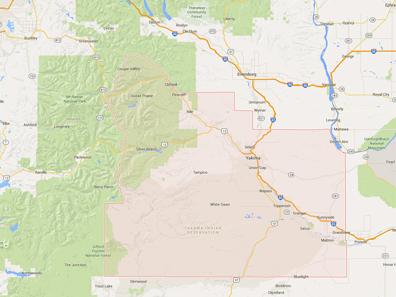 Yakima Waste Systems service area map.