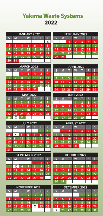 2022 Yakima Waste Systems Calendar.